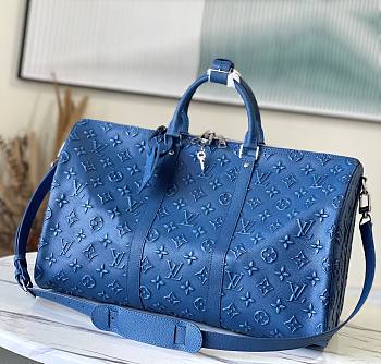 Louis Vuitton Blue Keepall 50 Seethrough Triangle Turquoise M21375 Size 50 x 29 x 23 cm