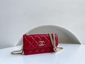 Chanel 22k Woc bag with charm lambskin leather gold hardware Red Size 17 cm