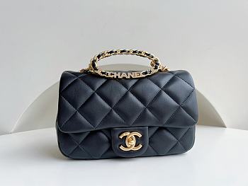 Chanel flap bag with top handle Gold-Tone Metal Black AS3450 Size 24 cm