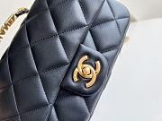 Chanel flap bag with top handle Gold-Tone Metal Black AS3450 Size 24 cm - 2