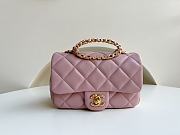 Chanel flap bag with top handle Gold-Tone Metal Pink AS3450 Size 24 cm - 1