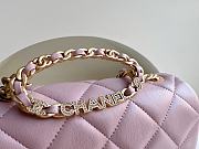 Chanel flap bag with top handle Gold-Tone Metal Pink AS3450 Size 24 cm - 4