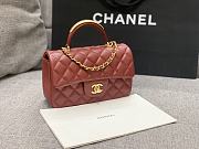 Chanel flap bag with top handle Lambskin & Gold-Tone Metal Red Size 20x12x6 cm - 3