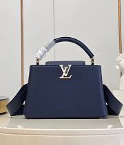 LV Capucines MM handbag Monogram Flowers Bleu marine Size 31.5x20x11 cm - 1