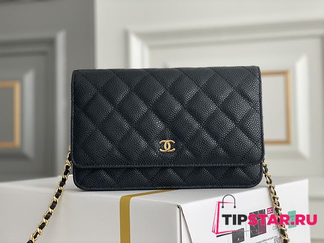 Chanel Classic Woc Wallet On Gold Chain Size 12.3x19.2x3.5 cm - 1