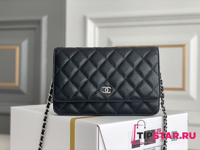 Chanel Classic Woc Wallet On Silver Chain Size 12.3x19.2x3.5 cm - 1