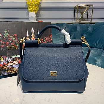 D&G Medium Calfskin Sicily 58 Bag Dark Blue Size 25 x 20 x 12 cm