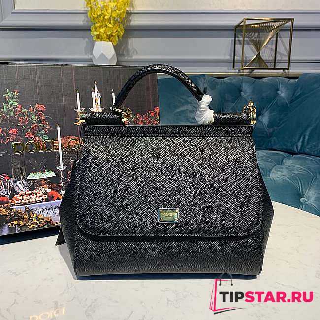 D&G Medium Calfskin Sicily 58 Bag Black Size 25 x 20 x 12 cm - 1