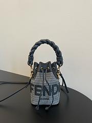  FENDI ROMA Mon Tresor  Black houndstooth wool mini-bag Size 12x18x10 cm - 1