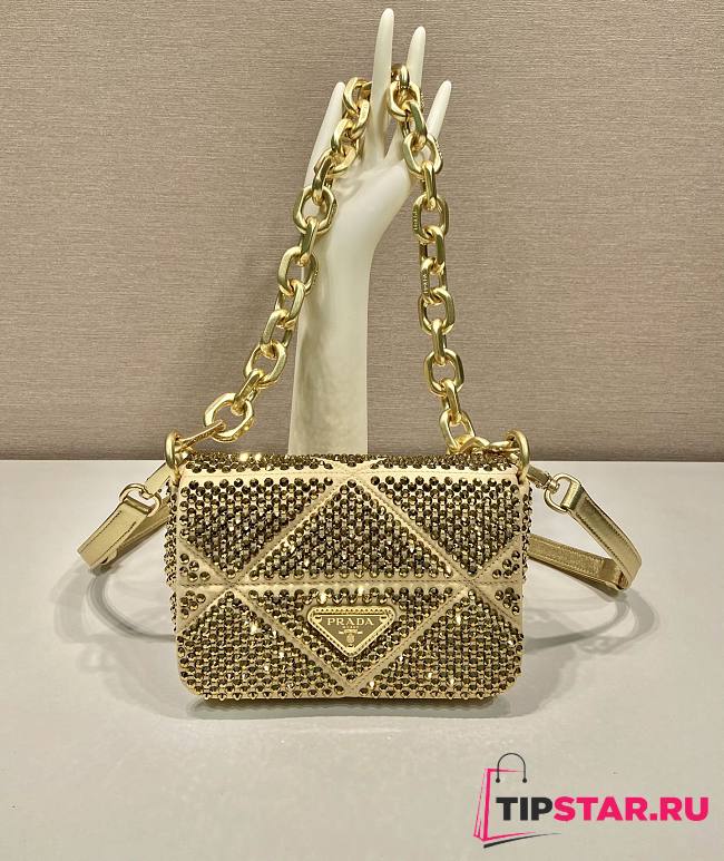 Prada Satin mini-bag Gold with crystals Size 17x11.5x6.5 cm - 1