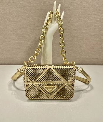 Prada Satin mini-bag Gold with crystals Size 17x11.5x6.5 cm