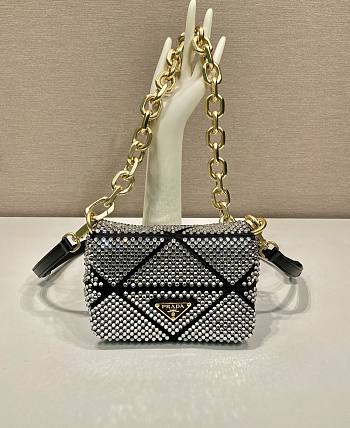 Prada Satin mini-bag Sliver with crystals Size 17x11.5x6.5 cm