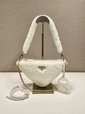 Prada Shearling mini White Bag Size 28x16x7 cm