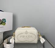 Prada Perforated Logo Shoulder Bag White Size 20.5x13x8.5 cm - 1