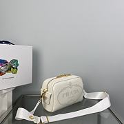 Prada Perforated Logo Shoulder Bag White Size 20.5x13x8.5 cm - 3
