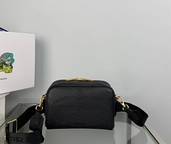 Prada Perforated Logo Shoulder Bag Black Size 20.5x13x8.5 cm