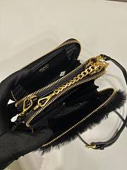 Prada Shearling and Saffiano leather mini-pouch Black Size 15x10x5 cm - 3