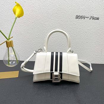 Balenciaga x Adidas Hourglass Small Handbag in White and Black shiny box calfskin Size 19x13x6 cm