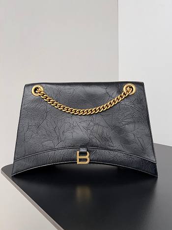 Balenciaga Crush Chain Bag in black crushed calfskin gold hardware Size 39.9x24.9x13 cm