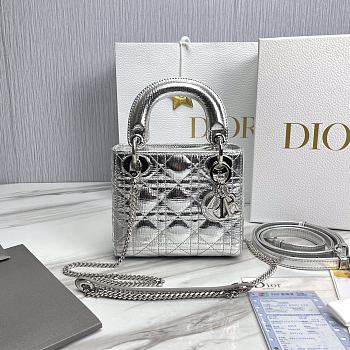 Dior Mini Lady Dior Small Metallic Silver Size 17x 7x 14 cm