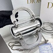Dior Mini Lady Dior Small Metallic Silver Size 17x 7x 14 cm - 2