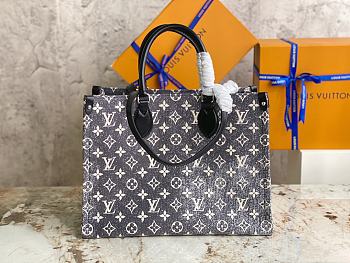 Louis Vuitton LV Onthego Medium Handbag Denim Size 35 x 27 x 14 cm 