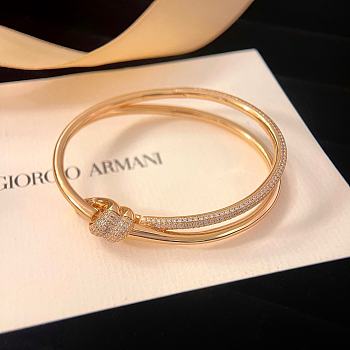 Tiffany Knot Double Row Hinged Bangle in Yellow Gold with Diamonds