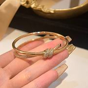 Tiffany Knot Double Row Hinged Bangle in Yellow Gold with Diamonds - 5