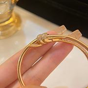 Tiffany Knot Double Row Hinged Bangle in Yellow Gold with Diamonds - 2