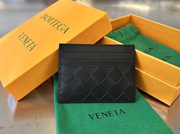 BOTTEGA VENETA Intreccio leather Black card case 731956 Size 10 x 8 x 0.5 cm