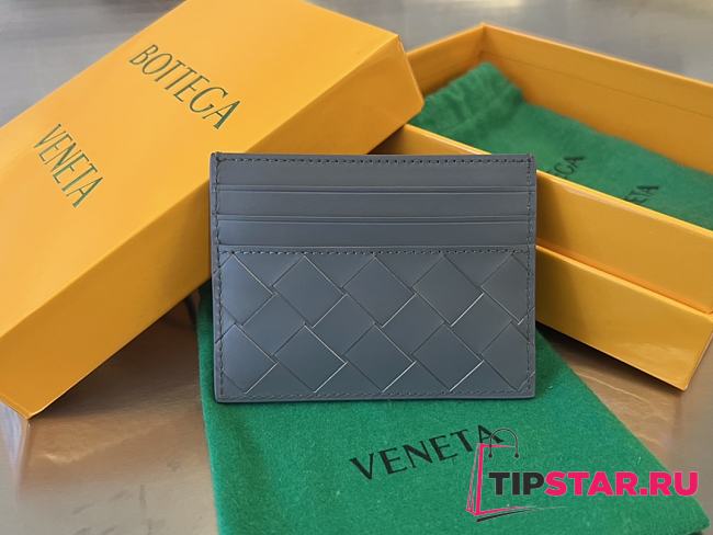 BOTTEGA VENETA Intreccio leather Gray card case 731956 Size 10 x 8 x 0.5 cm - 1