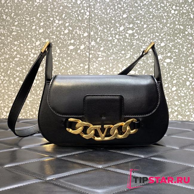 Valentino Garavani VLogo Chain shoulder bag in calfskin Black Size 27x15x8 cm - 1