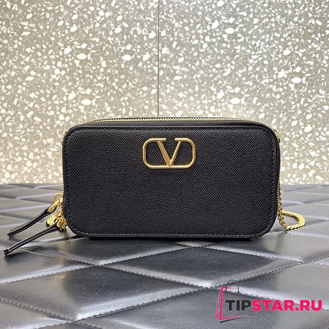  Valentino Garavani VLogo signature leather shoulder bag Black Size 19×6×10 cm - 1