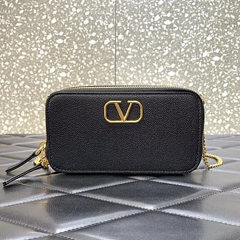  Valentino Garavani VLogo signature leather shoulder bag Black Size 19×6×10 cm