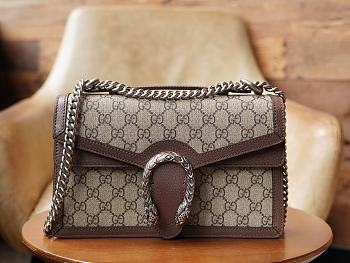 Gucci Dionysus GG top handle bag Brown leather trims Size 28x18x9 cm