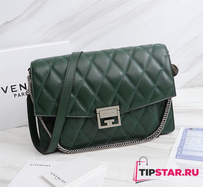   Givenchy GV3 Convertible Shoulder Bag Quilted Leather Green size 29x8x18 cm - 1