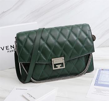   Givenchy GV3 Convertible Shoulder Bag Quilted Leather Green size 29x8x18 cm