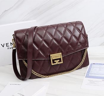 Givenchy GV3 Convertible Shoulder Bag Quilted Leather Plum size 29x8x18 cm