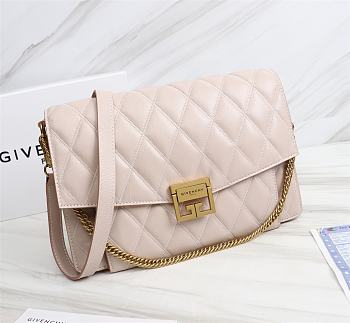 Givenchy GV3 Convertible Shoulder Bag Quilted Leather Cream size 29x8x18 cm