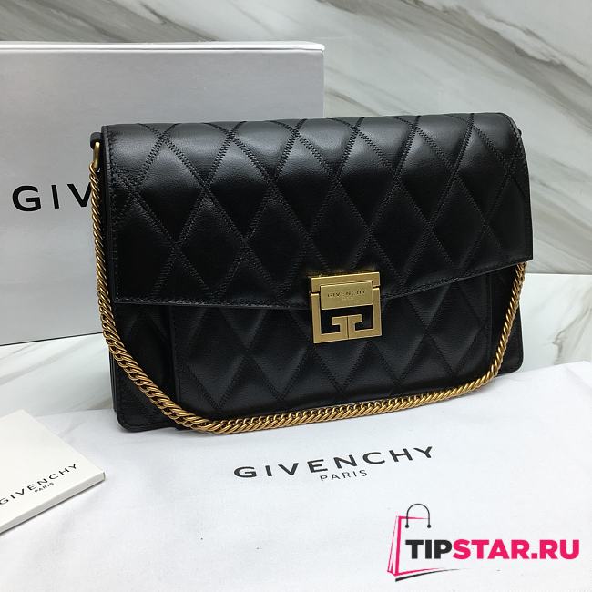 Givenchy GV3 Convertible Shoulder Bag Quilted Leather Black size 29x8x18 cm - 1