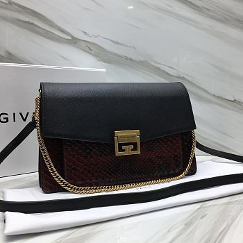 Givenchy Black&Brown Gv3 Small Python Shoulder Bag Size 29x8x18 cm