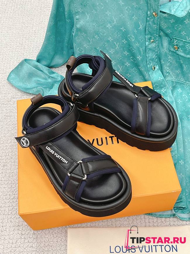 LV Pool Pillow Flat Comfort Sandal Black - 1