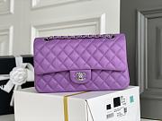 Chanel Purple Quilted Lambskin Classic Single Flap Bag Silver Hardware Size 25x15x6 cm - 1