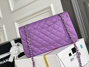 Chanel Purple Quilted Lambskin Classic Single Flap Bag Silver Hardware Size 25x15x6 cm - 3