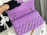 Chanel Purple Quilted Lambskin Classic Single Flap Bag Silver Hardware Size 25x15x6 cm - 4