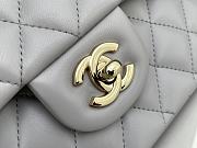 Chanel Pale Gray Quilted Lambskin Classic Single Flap Bag Silver Hardware Size 25x15x6 cm - 2