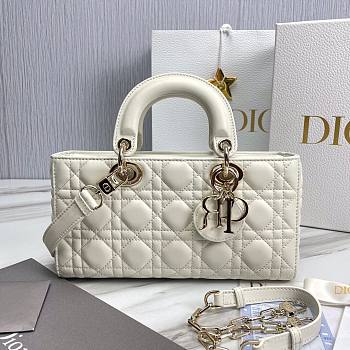 Dior Medium Lady D-Joy Bag Latte Cannage Lambskin Size 26 x 13.5 x 5 cm