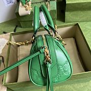 GUCCI  Small Matelassé Leather GG Top-Handle Bag Green Size 19×13×11cm - 4