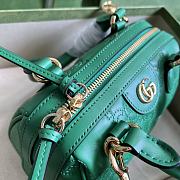 GUCCI  Small Matelassé Leather GG Top-Handle Bag Green Size 19×13×11cm - 5