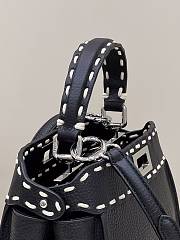 Fendi Black small peekaboo solid shopper handbag three-pieces-set jacquard strap plus coin pouch charm Size 23x7x18 cm - 3